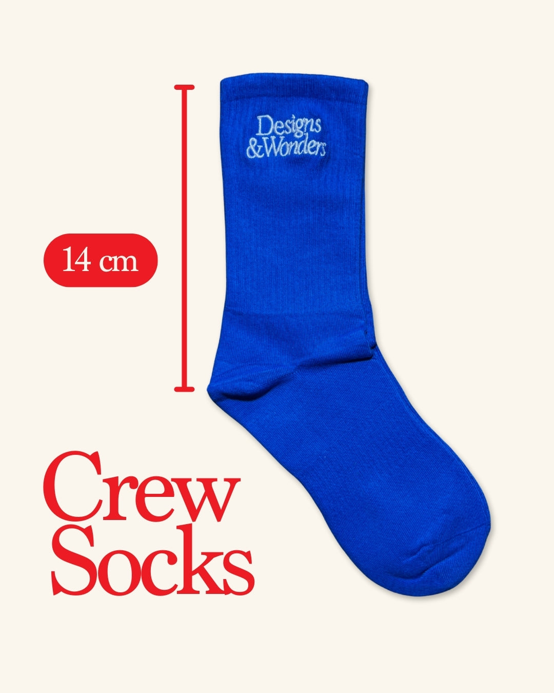 Design & Wonders Embroidered Crew Socks: (Blue/White)