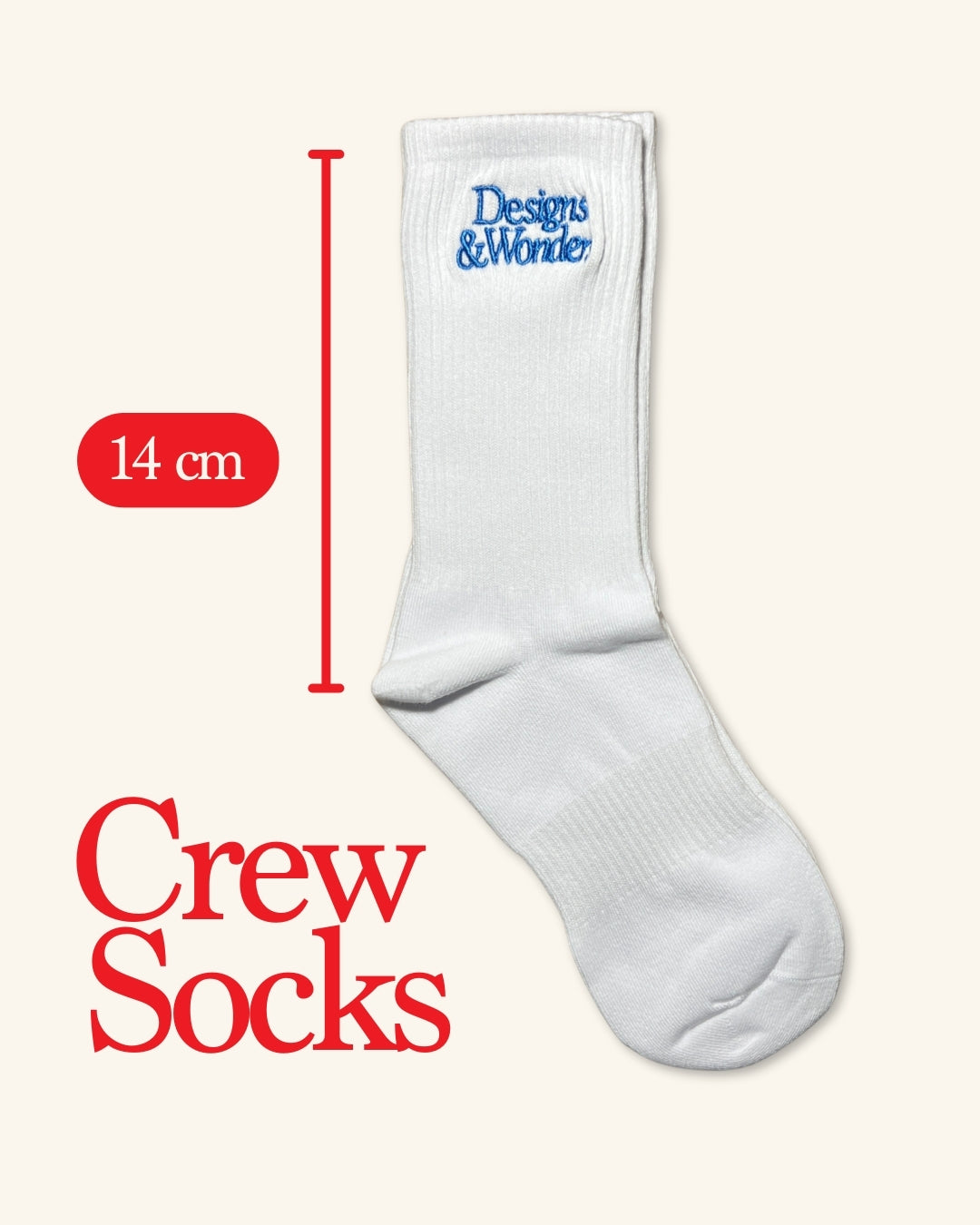 Design & Wonders Embroidered Crew Socks: (Blue/White)