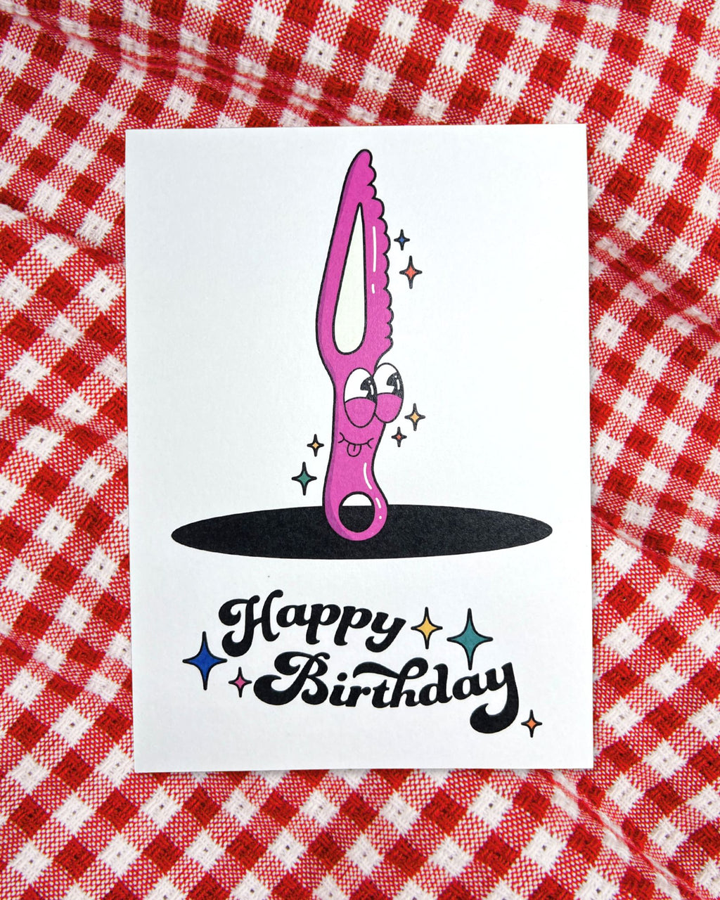Birthday Knife Postcard: Pink (A6)
