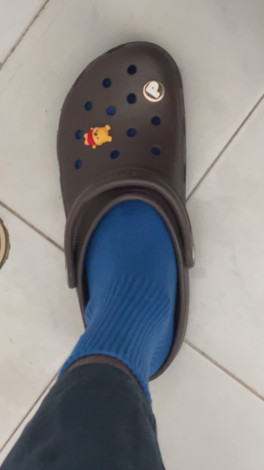 Design & Wonders Embroidered Crew Socks: (Blue/White)